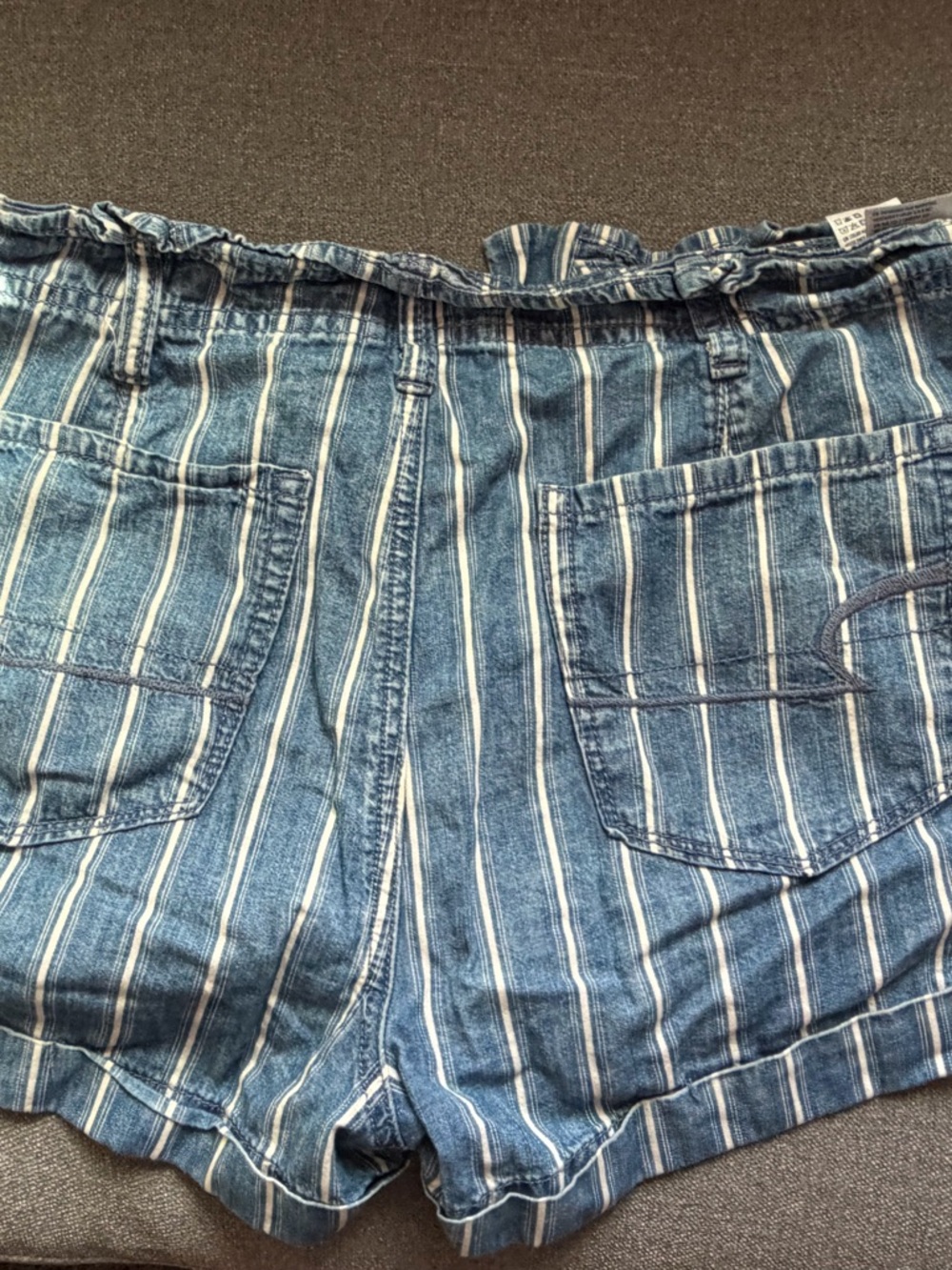 American Eagle Outfitters Blue Striped Jean Shorts